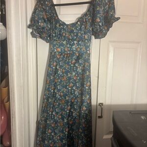 Inspired 🖤 Hearts Floral Blue Dress